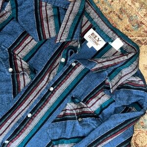Ely Cattleman's Blue Flannel Pearl Snap Size 2XL